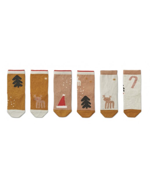 Silas Cotton Socks 3 Pack - Holiday tuscany rose multi mix